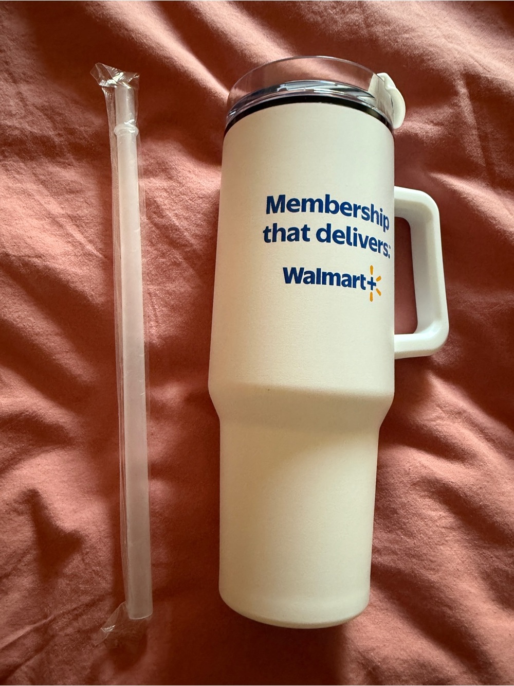 Walmart White Insulated Travel Mug with Handle and Lid